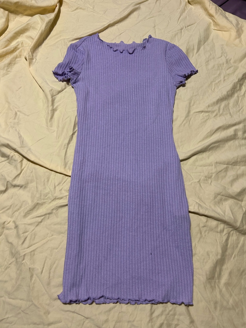 SHEIN Lavender Ribbed Knit Top with Ruffle Edges